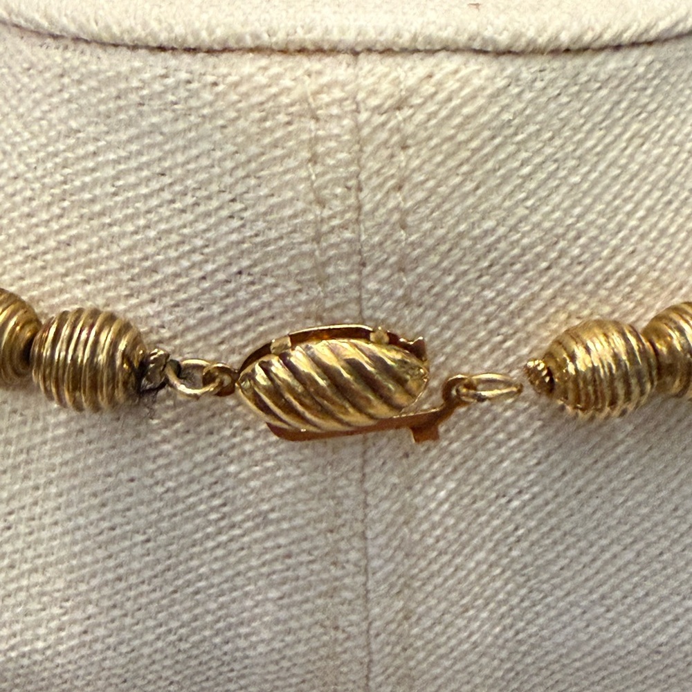 Vintage Turquoise Gold Bead Necklace - Women Jewelry - Picture 3 of 5
